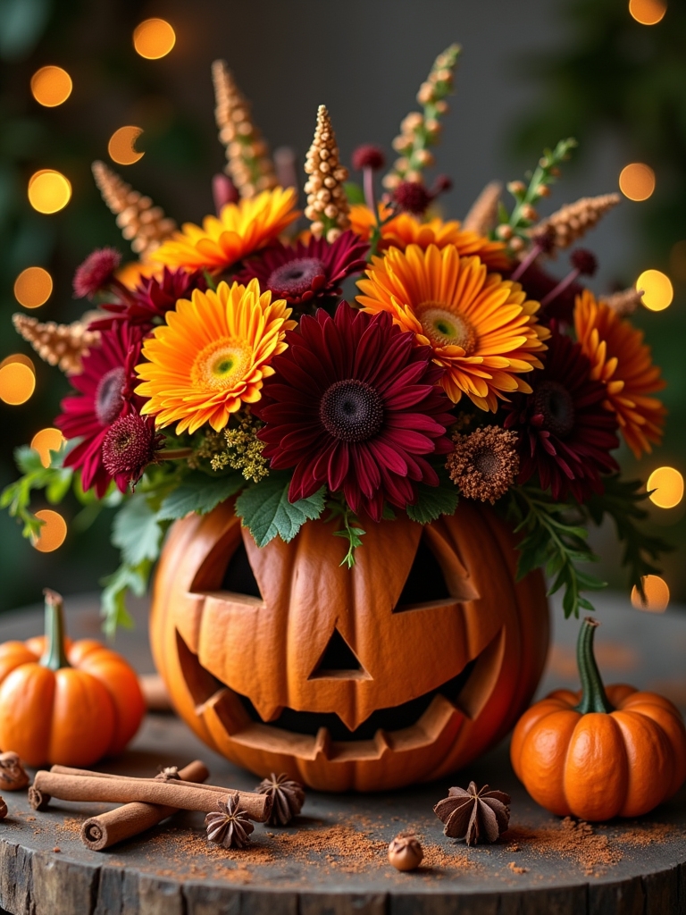 pumpkin spice floral centerpieces