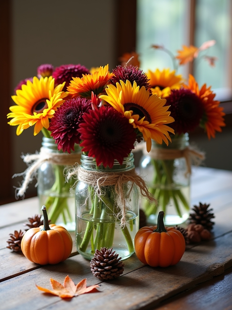 rustic mason jar arrangement
