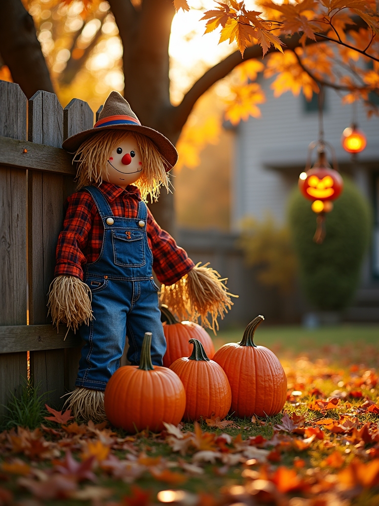 rustic scarecrow halloween display