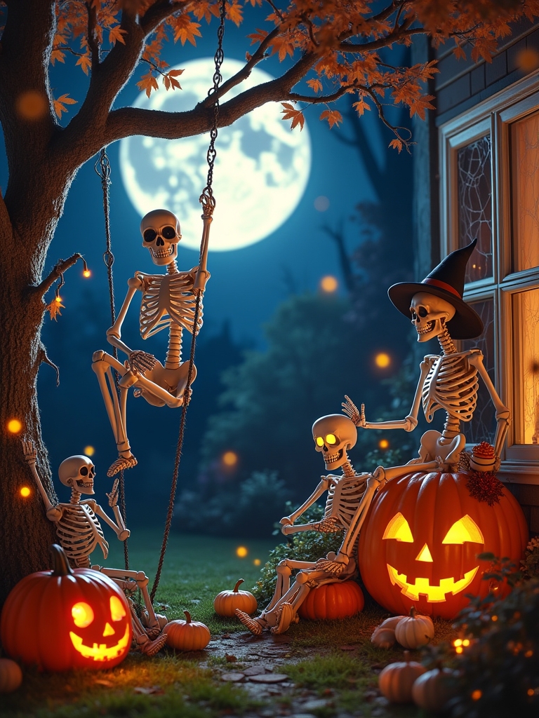 skeleton family dance display