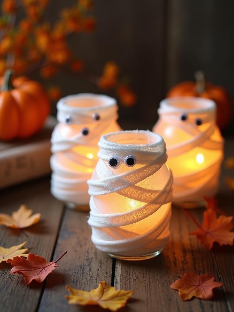 spooky mummy jar decorations