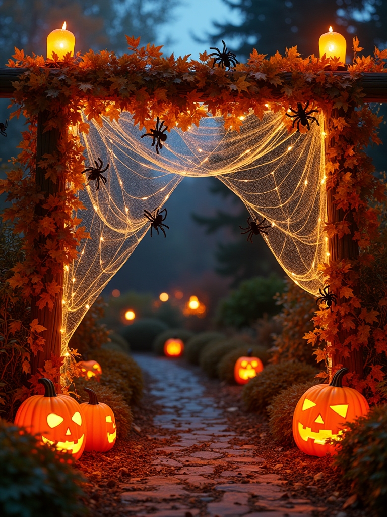 spooky spider web archway