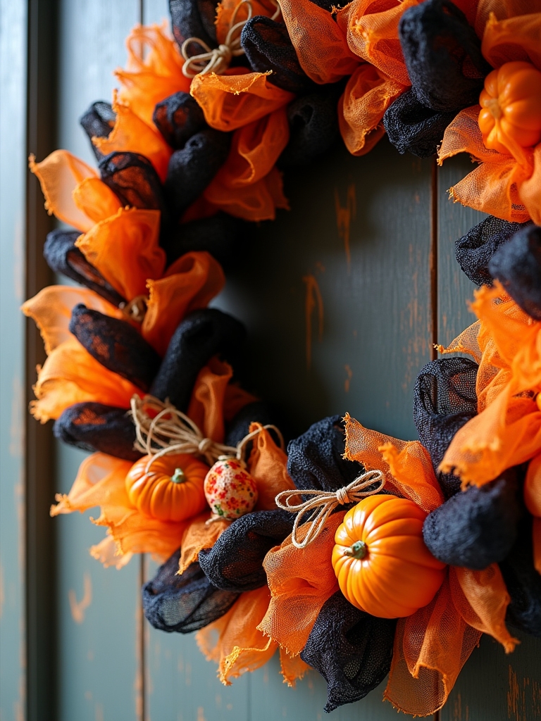 tattered fabric autumn wreath