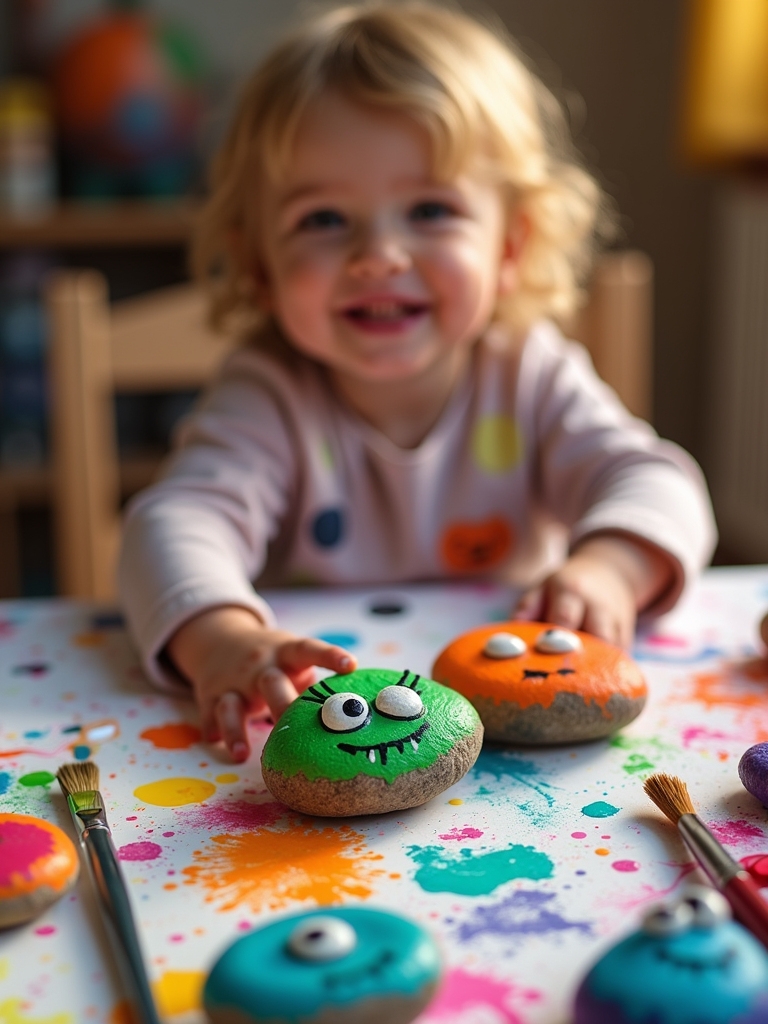 whimsical halloween monster rocks