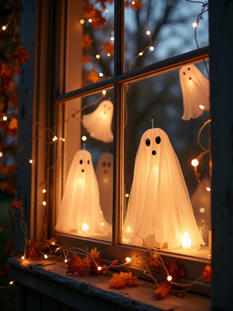 whimsical transparent halloween ghosts