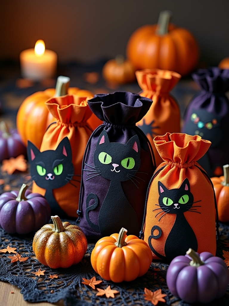 adorable black cat treat bags