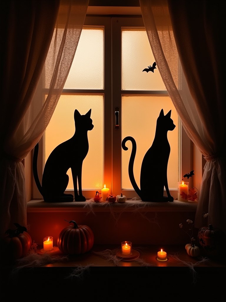 black cat window decorations