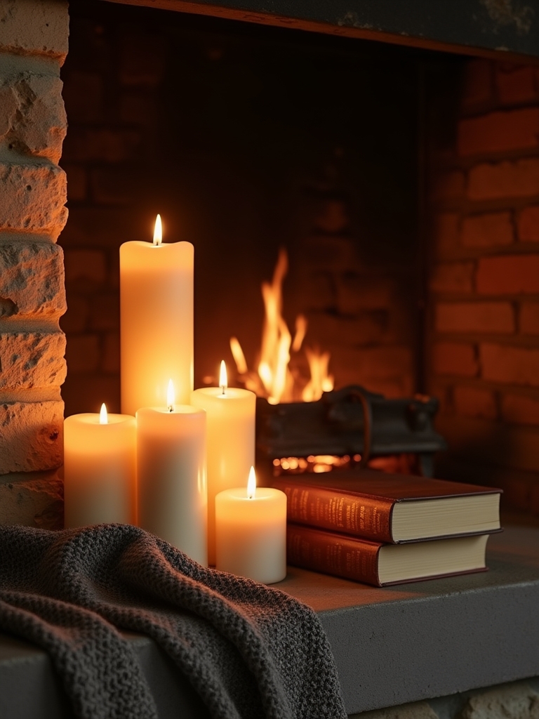 candle and book decor