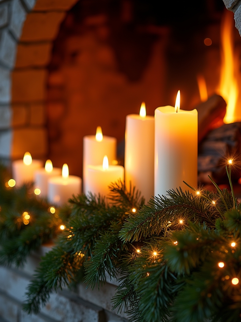 candles and fresh greenery