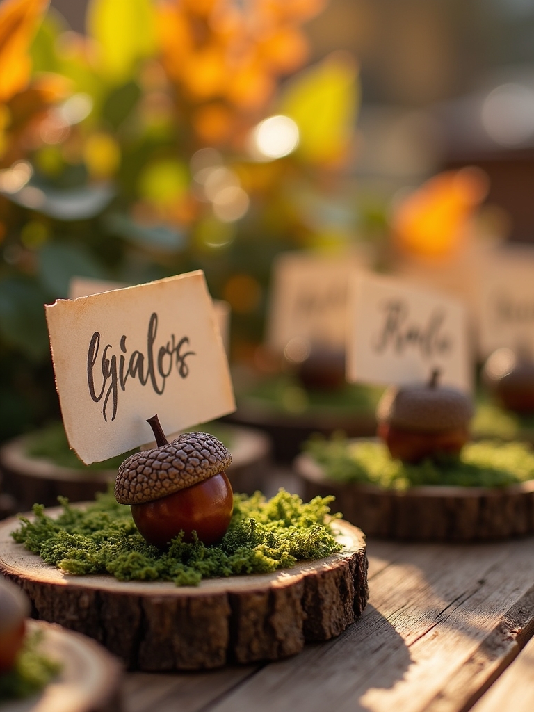 charming acorn place cards