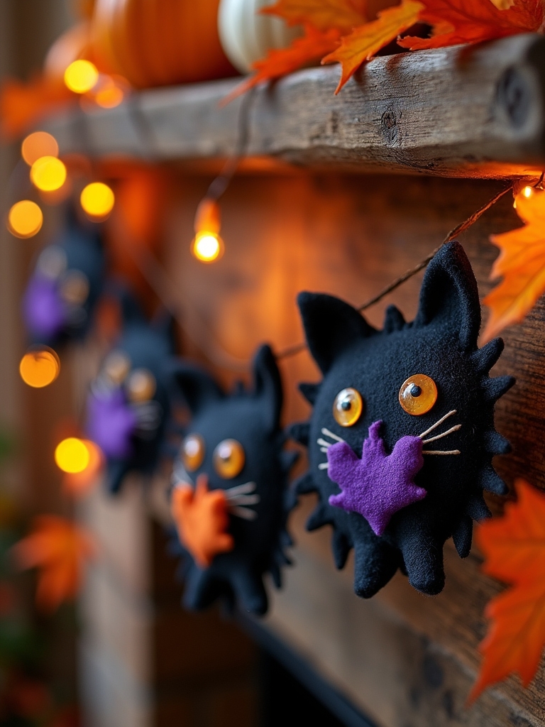 charming black cat garland