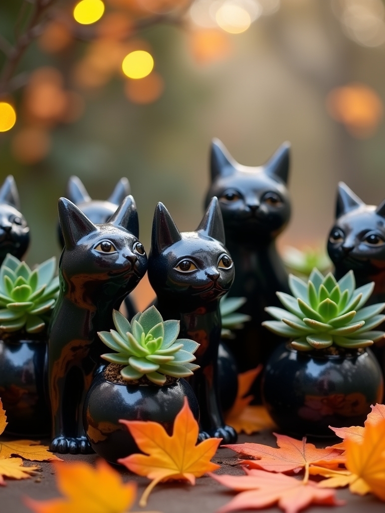 charming black cat planters