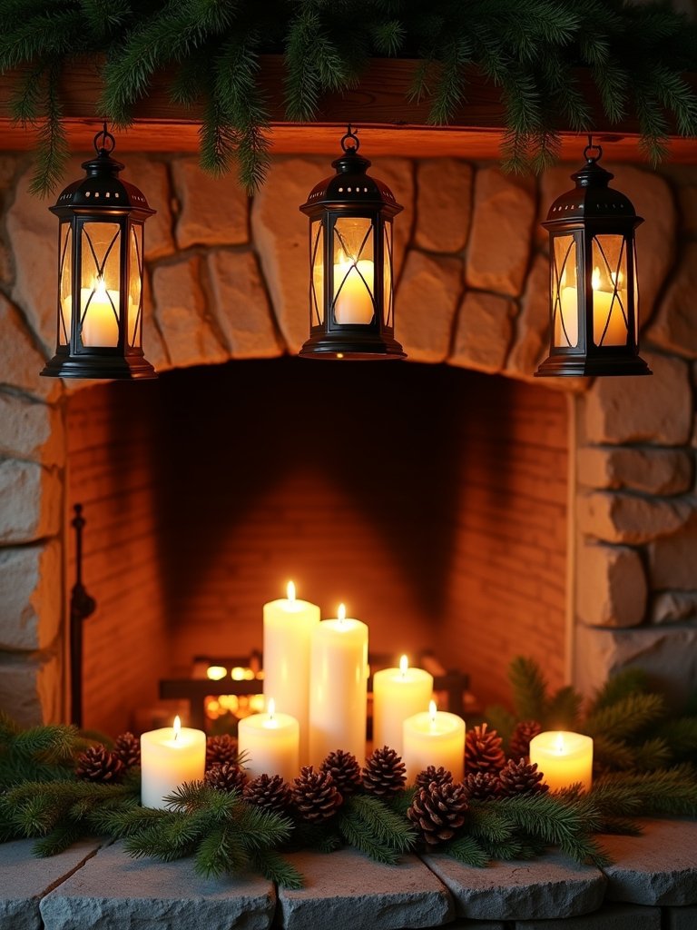 charming mantel candle lanterns