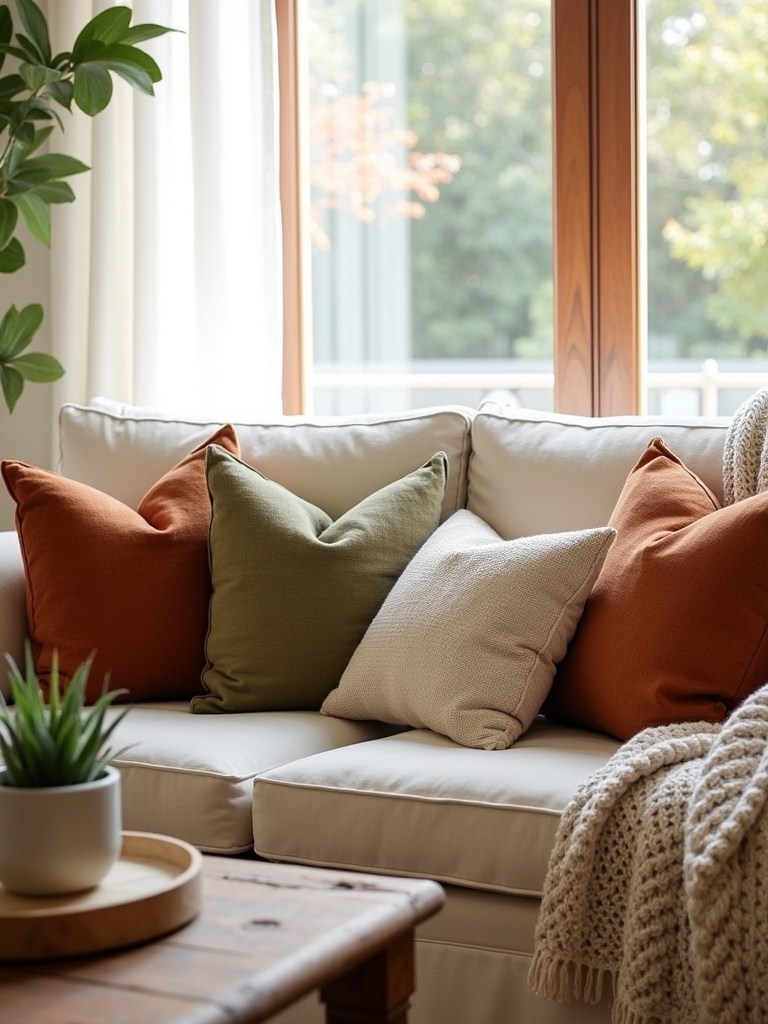 cozy earthy tone pillows