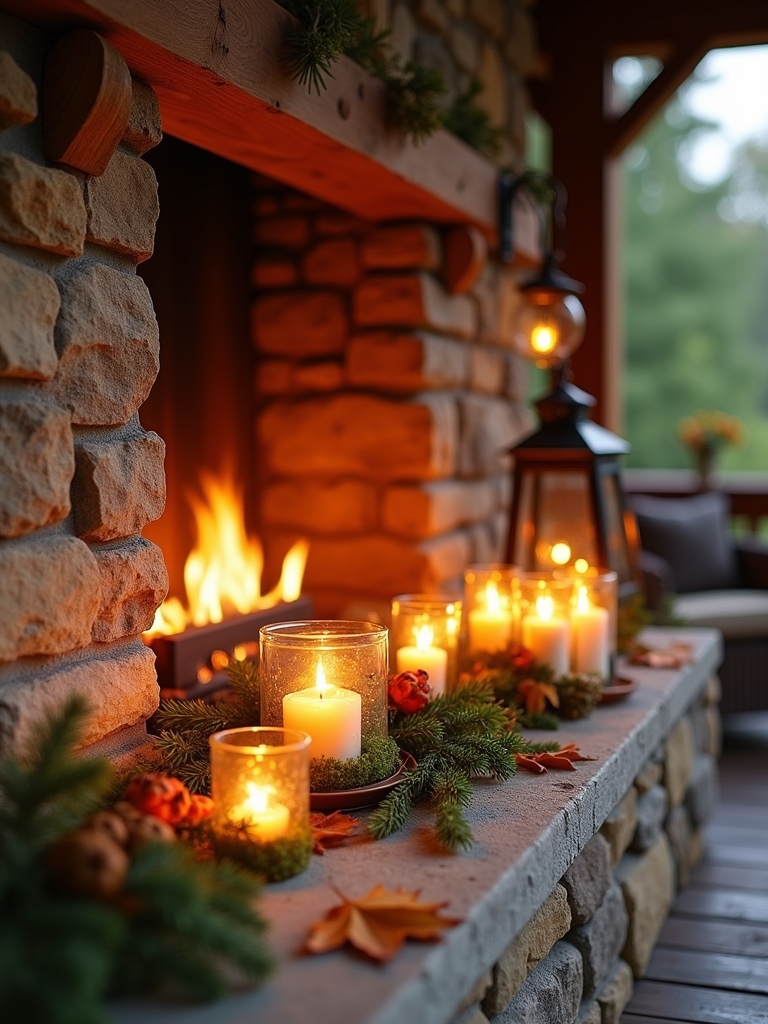 cozy outdoor candle decor