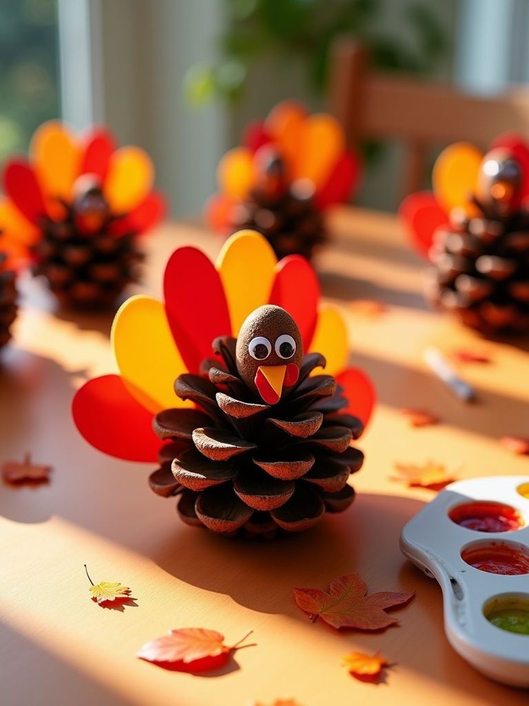 creative pinecone turkey crafting