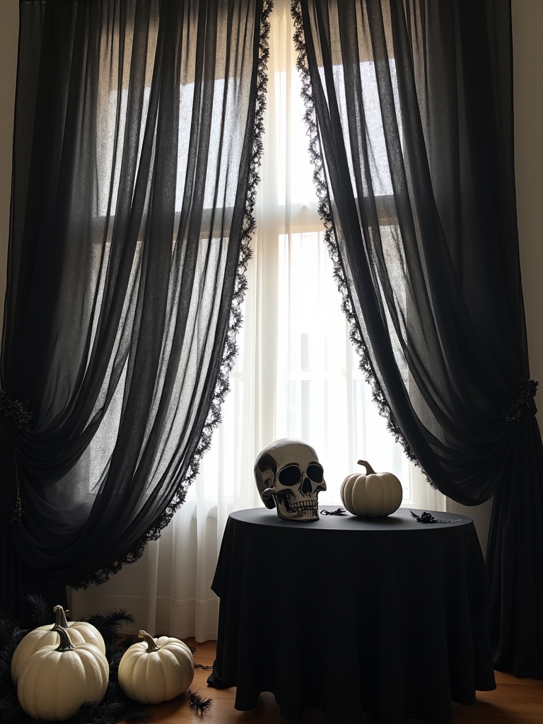dramatic halloween curtain ideas