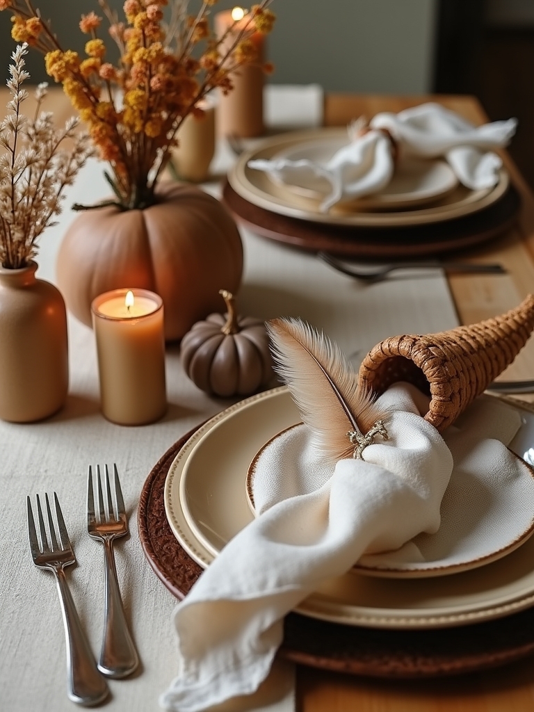 elegant feather thanksgiving decor