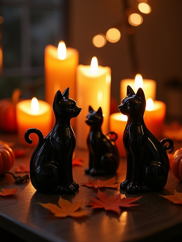 enchanting black cat candle holders