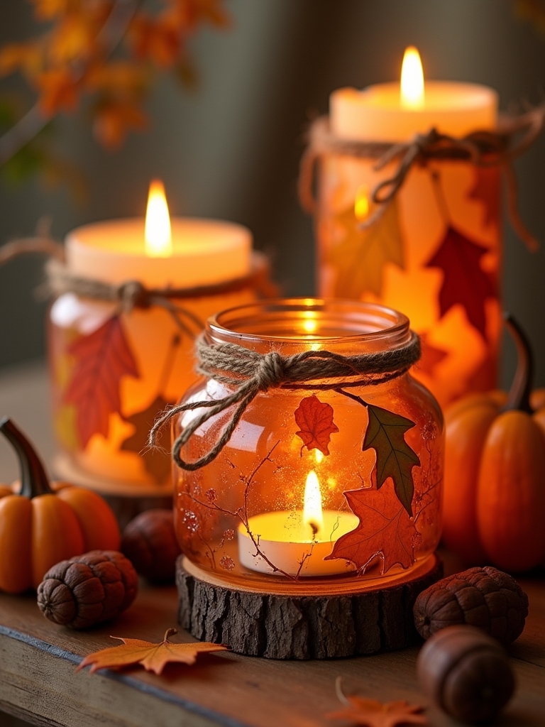 fall themed cozy candle holders