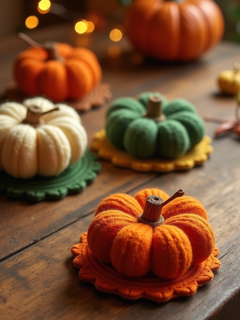 felt pumpkin coaster crafting