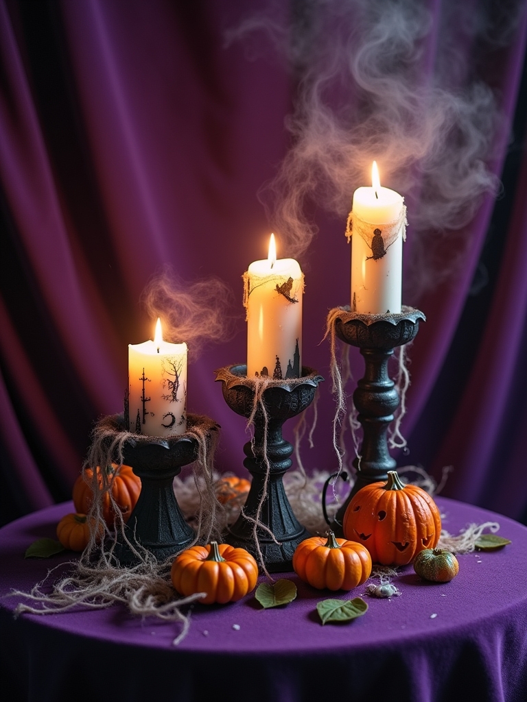 haunted halloween candle arrangements