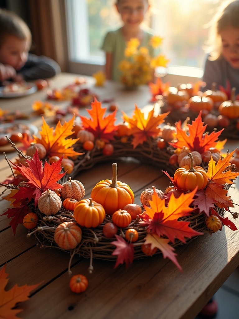 leafy autumn wreath crafting