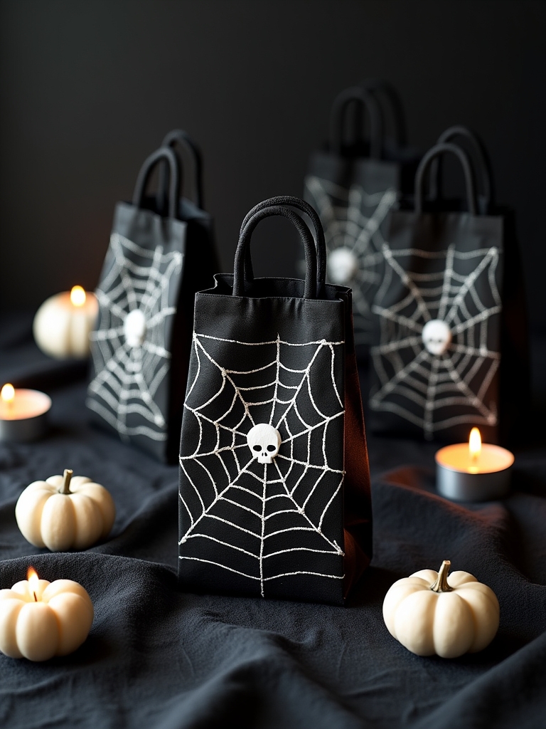 monochromatic halloween treat bags