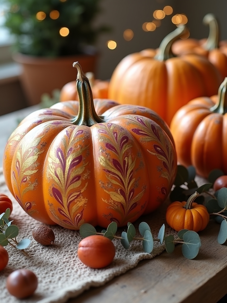 painted pumpkin thanksgiving centerpieces