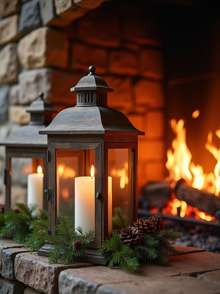 rustic lanterns enhance ambiance