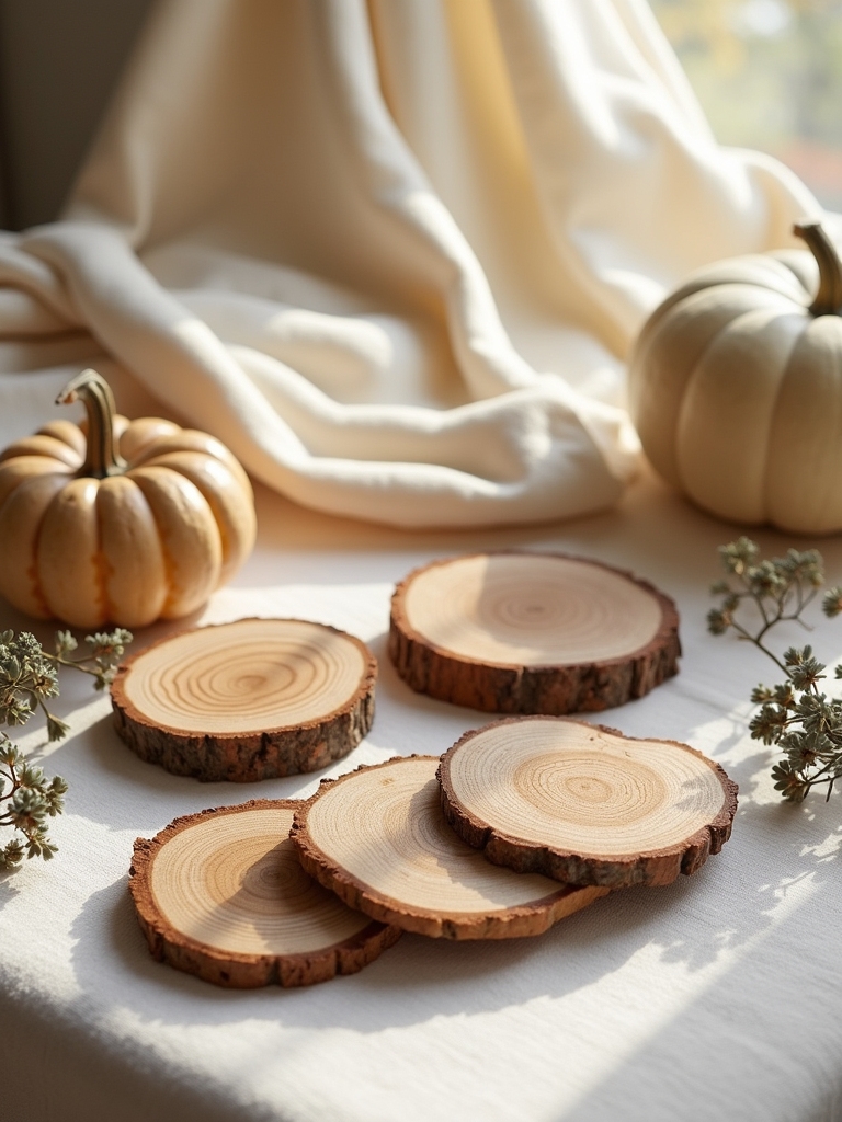 rustic wood slice coasters