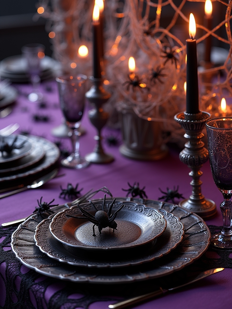 spider themed halloween dining