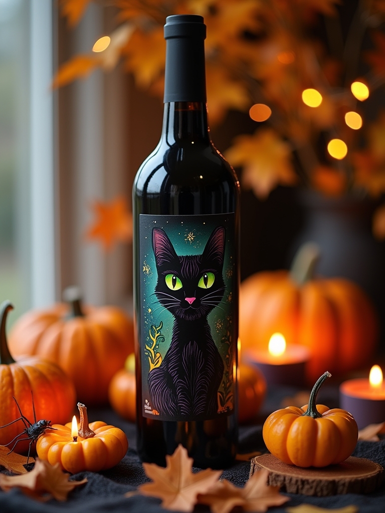 spooky black cat labels