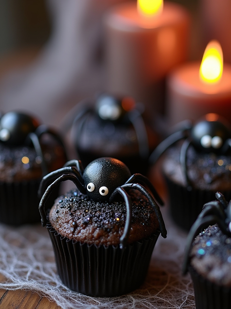 spooky spider themed cupcake decorations