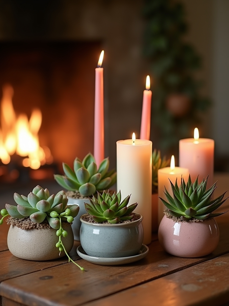 succulent candle centerpiece creation