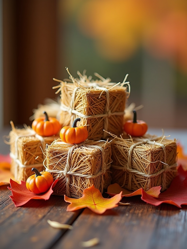 thanksgiving decor with hay bales