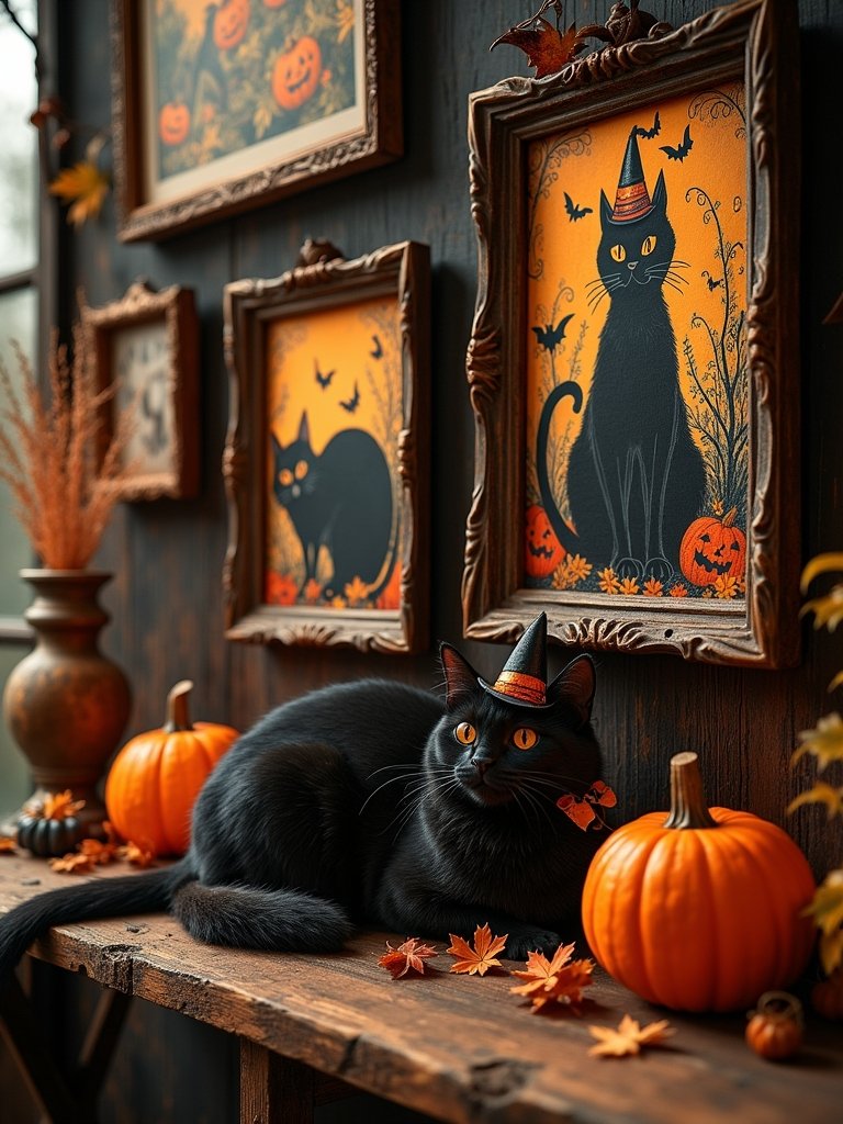 vintage black cat art