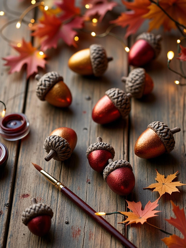 whimsical painted acorn decorations