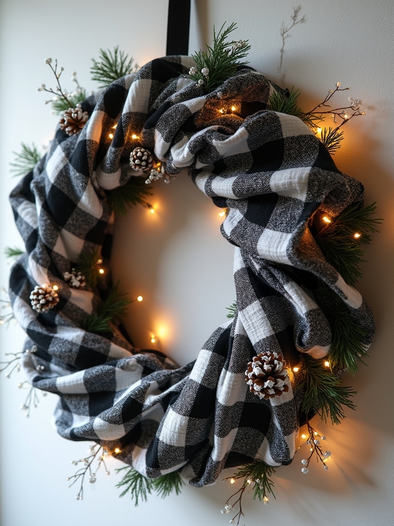 cozy black and white wreath