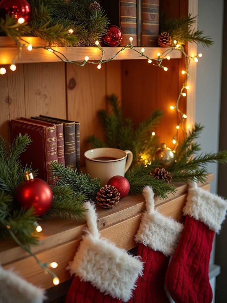 cozy winter shelf accents