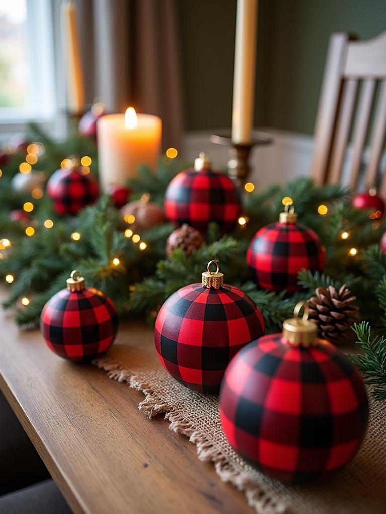 diy buffalo check ornaments