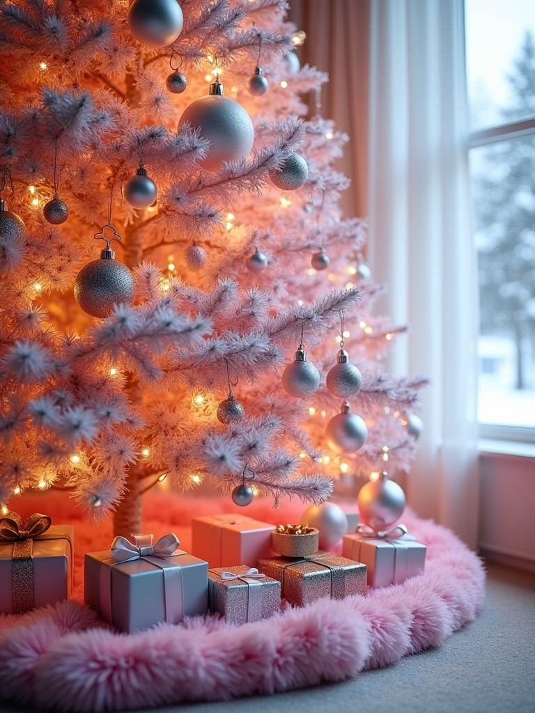 festive pink tree skirt
