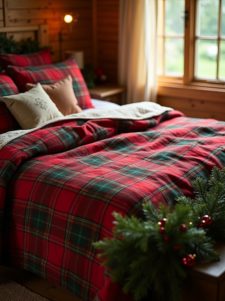 festive plaid bedspread warmth