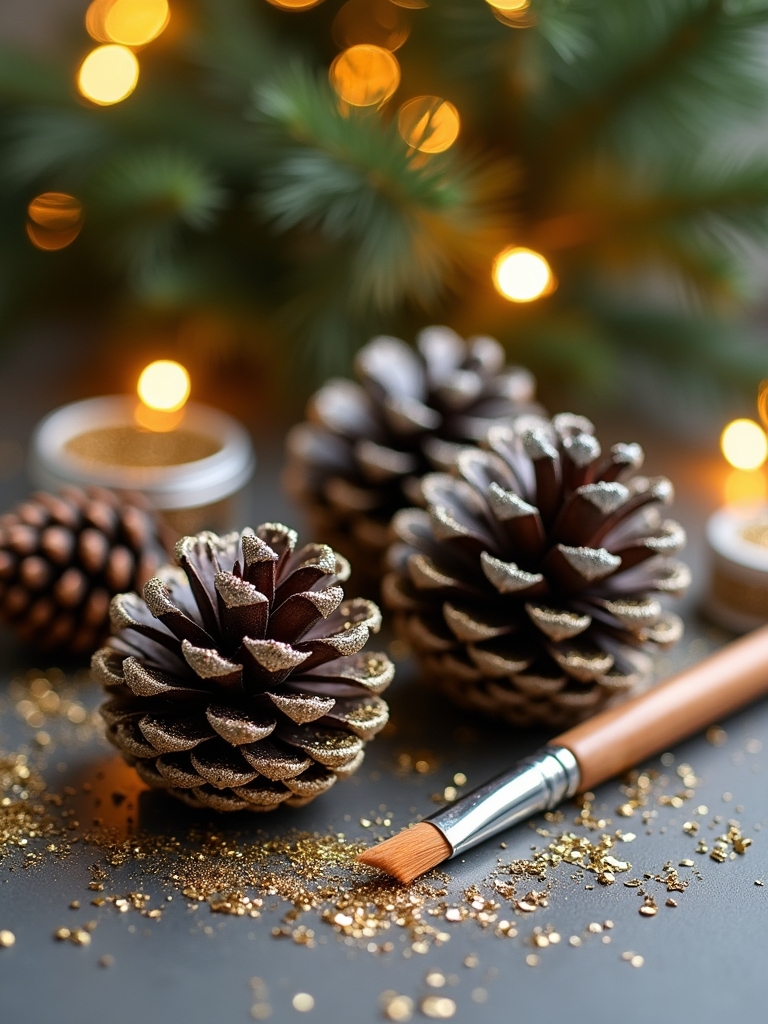 glittery pinecone holiday decor