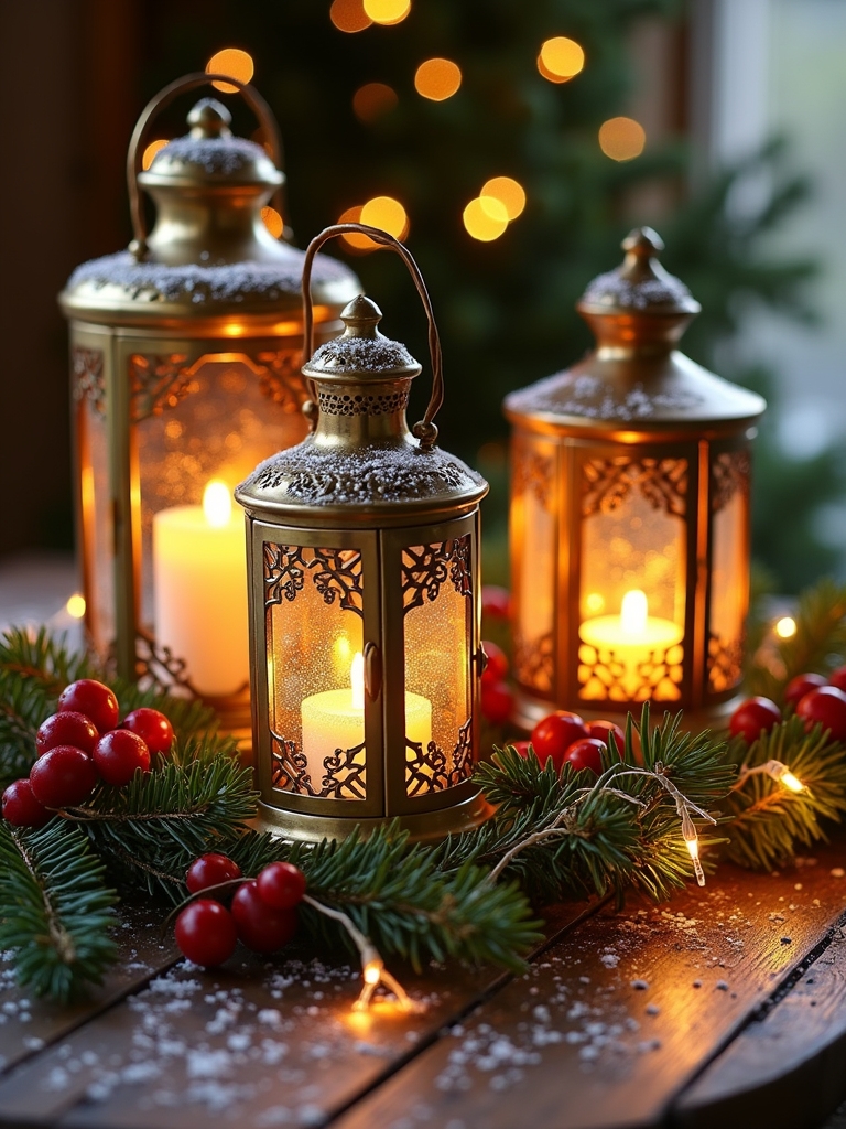 lanterns and candles arrangement