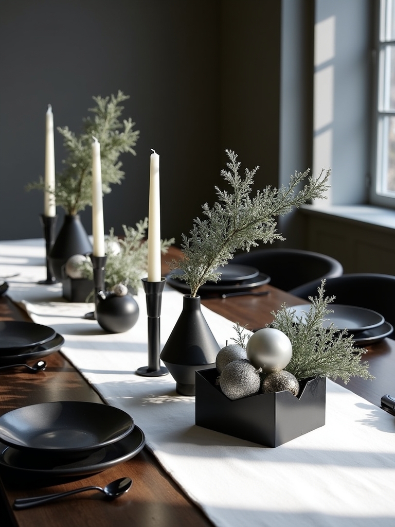 modern black and white centerpieces