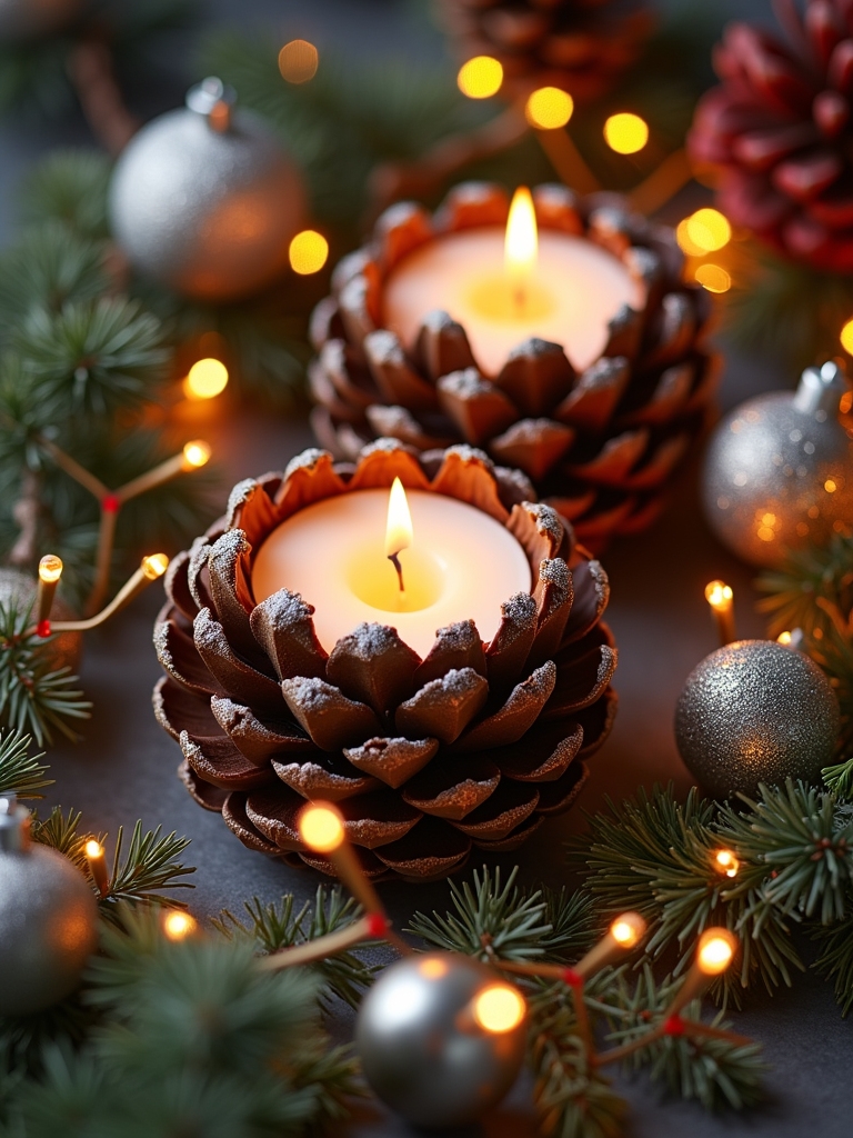 pinecone candle holder decor