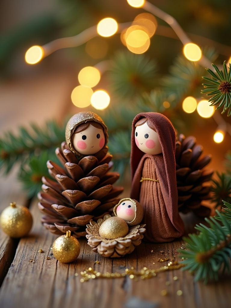 pinecone nativity scene creation