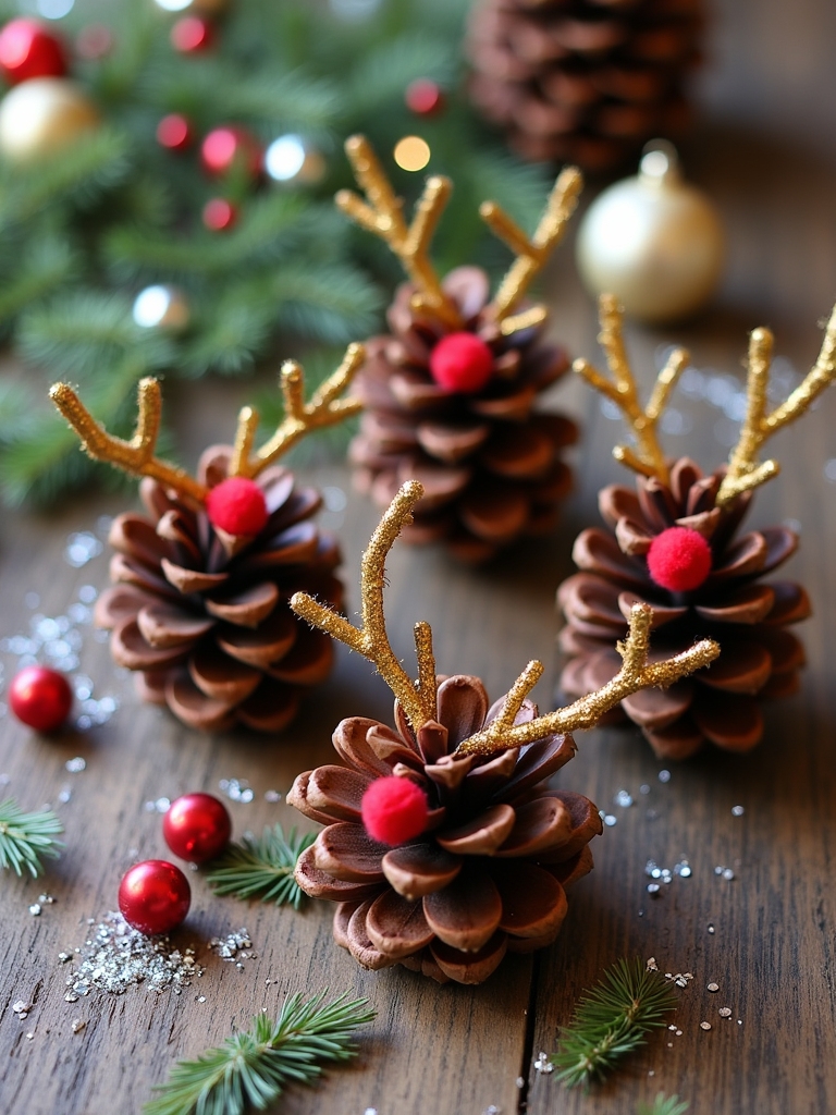 pinecone reindeer holiday decorations