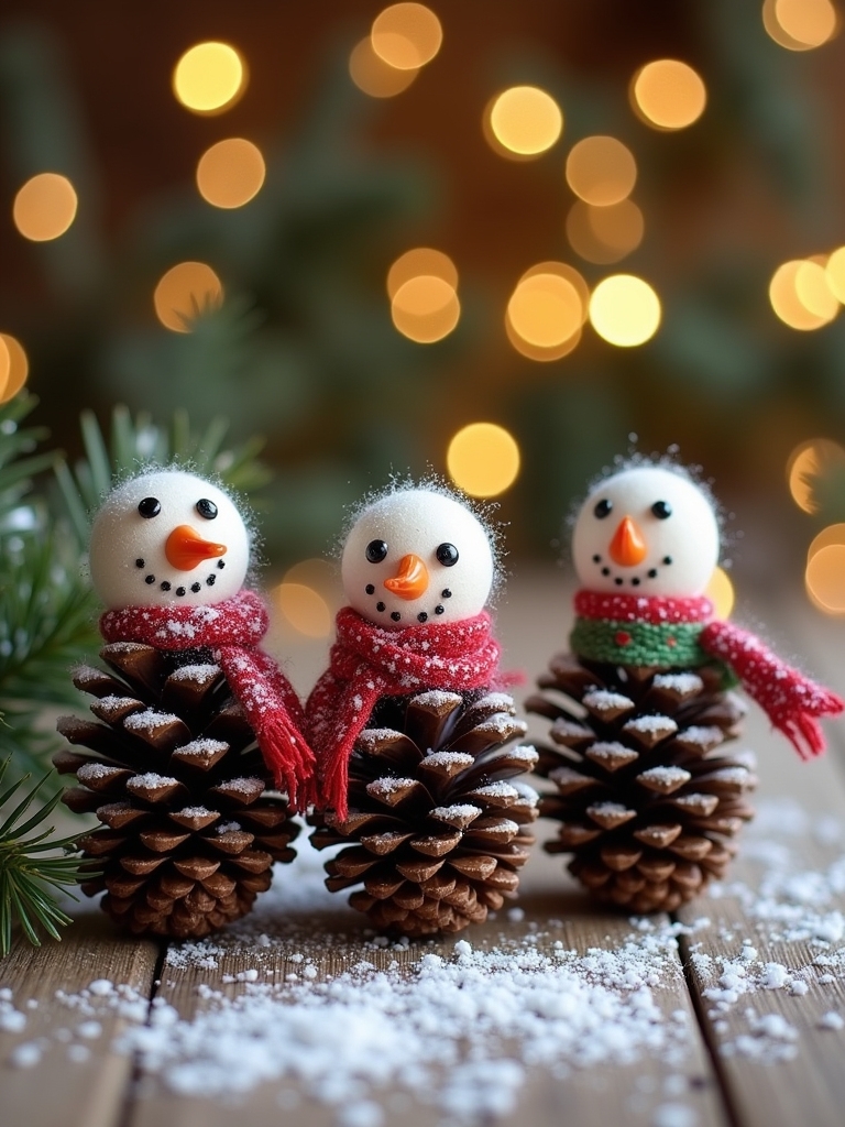 pinecone snowman holiday decor